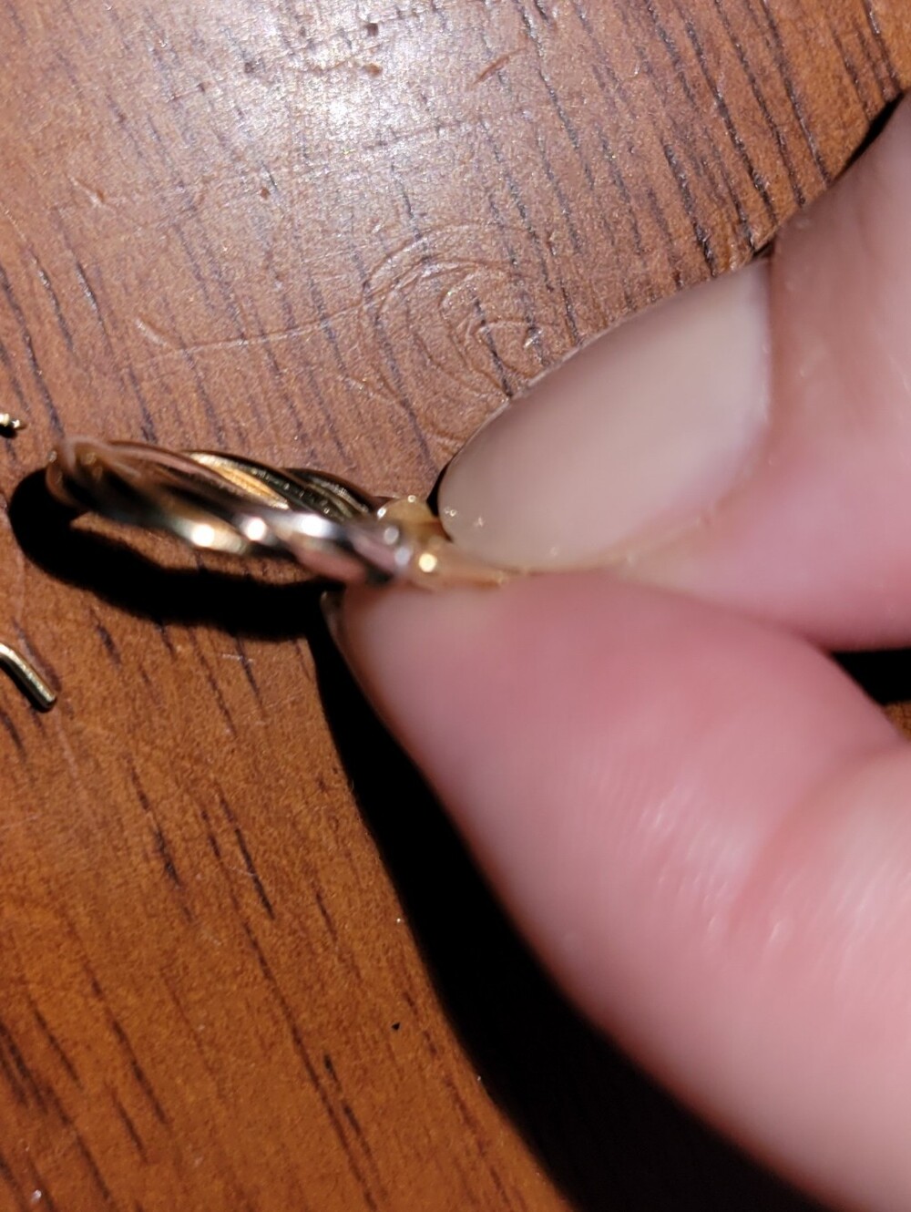 14k Gold Tri Color Hoops Classic Twisted Hoop Earrings - Picture 3 of 4